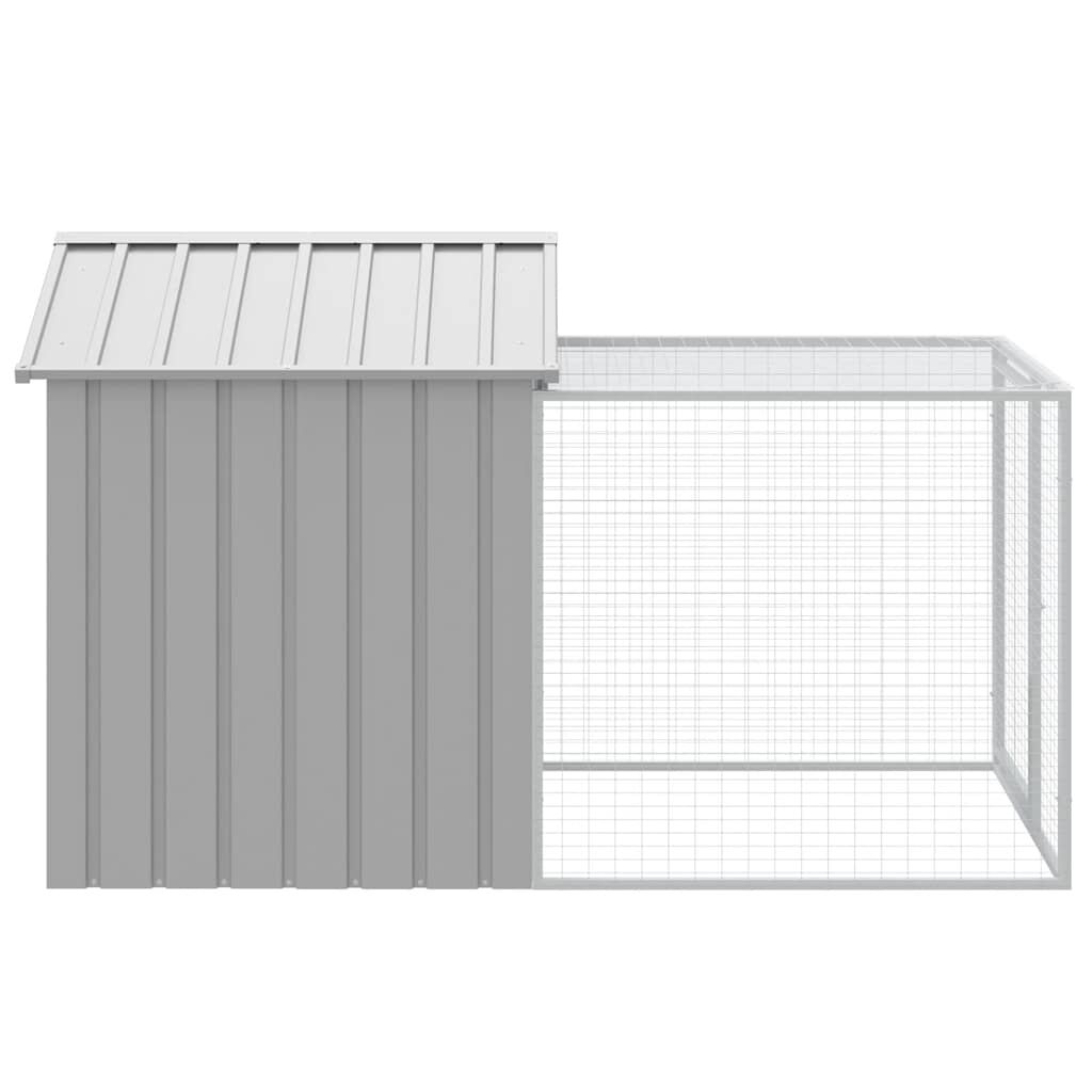 Vidaxl Jaula Para Gallinas Con Corral, Gris Claro, 117 X 201 X 123 Cm, Acero Galvanizado_3