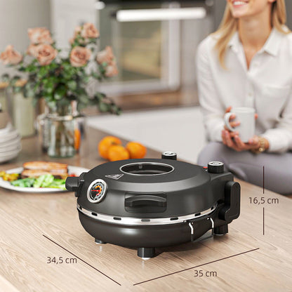 Homcom Horno Para Pizza En 5 Minutos 1200w Temporizador 15min Negro_2