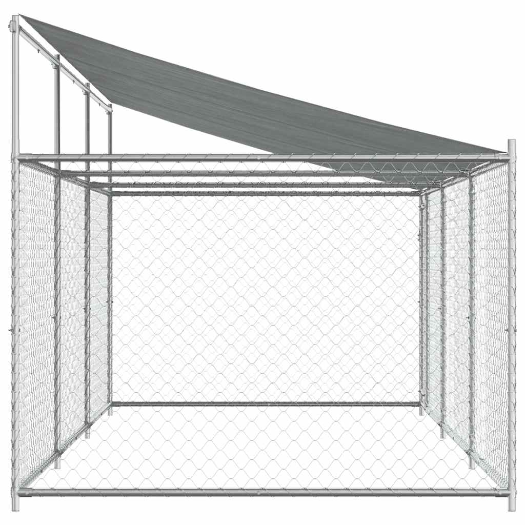 Jaula De Perros Techo Y Puerta Acero Galvanizado Gris 6x2x2 M_4