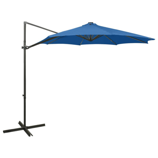 Vidaxl Sombrilla Jardín Voladiza Palo Y Luces Led Azul Celeste 300 Cm_0