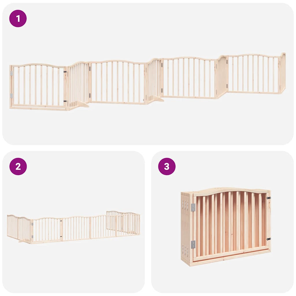 Vidaxl Puerta Para Perros Plegable 8 Paneles Madera De Álamo 640 Cm_4