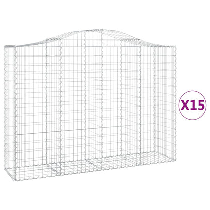 Cestas Gaviones 15 Uds Forma De Arco Hierro 200x50x140/160 Cm_0