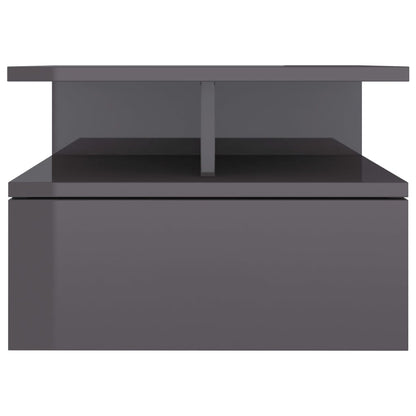 Mesita De Noche Flotante 2 Uds Madera Gris Brillo 40x31x27 Cm_2