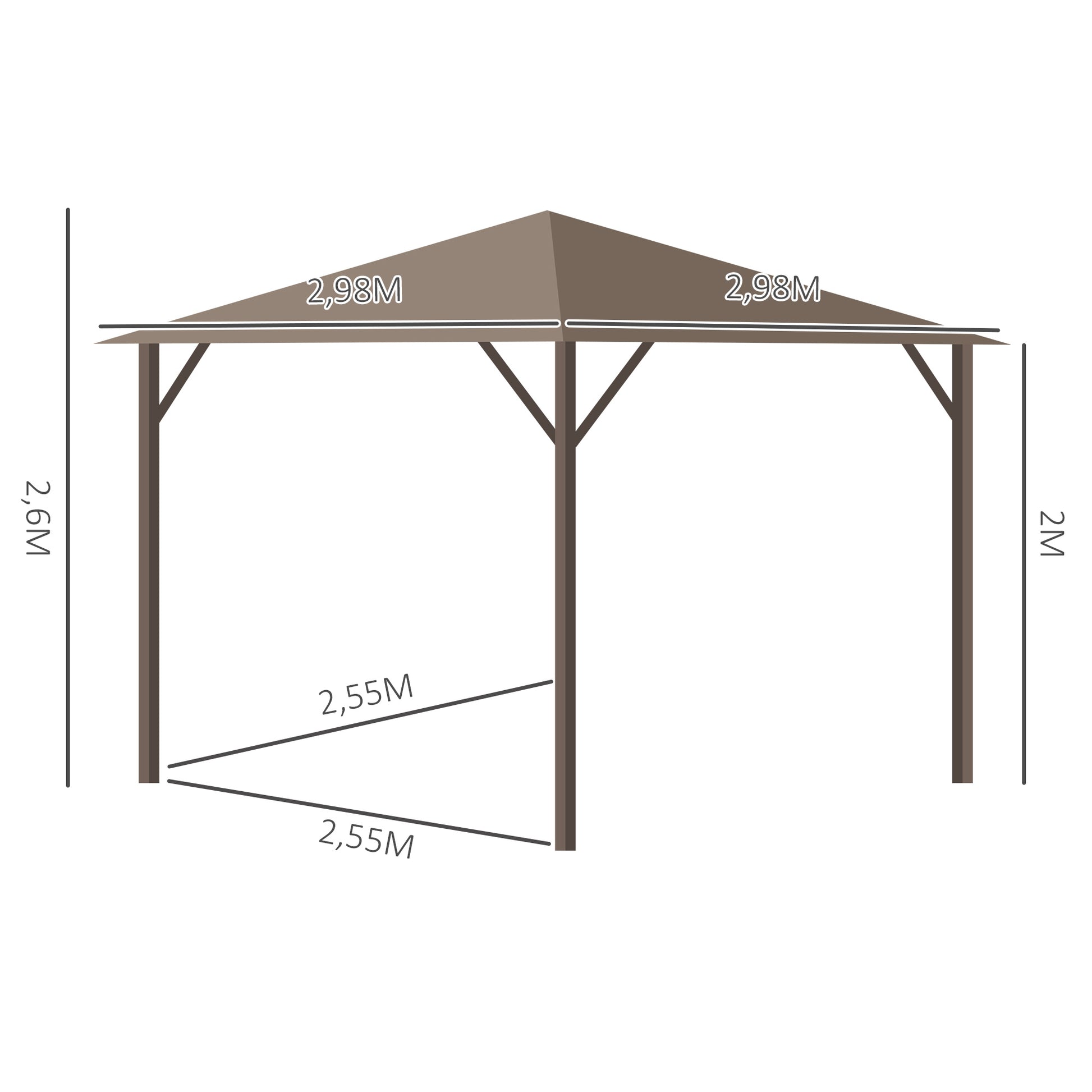 Outsunny Cenador De Jardín 3x3 M Aluminio Con 4 Cortinas Y 4 Mosquiteras Marrón_2