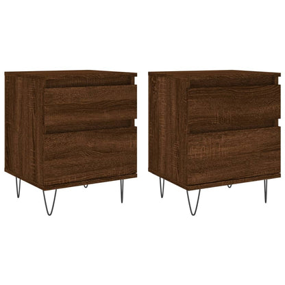 Mesitas Noche 2 Uds Madera Ingeniería Marrón Roble 40x35x50 Cm_0