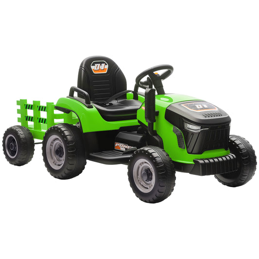 Aiyaplay Tractor Eléctrico Para Niños Con Remolque Desmontable Verde_0