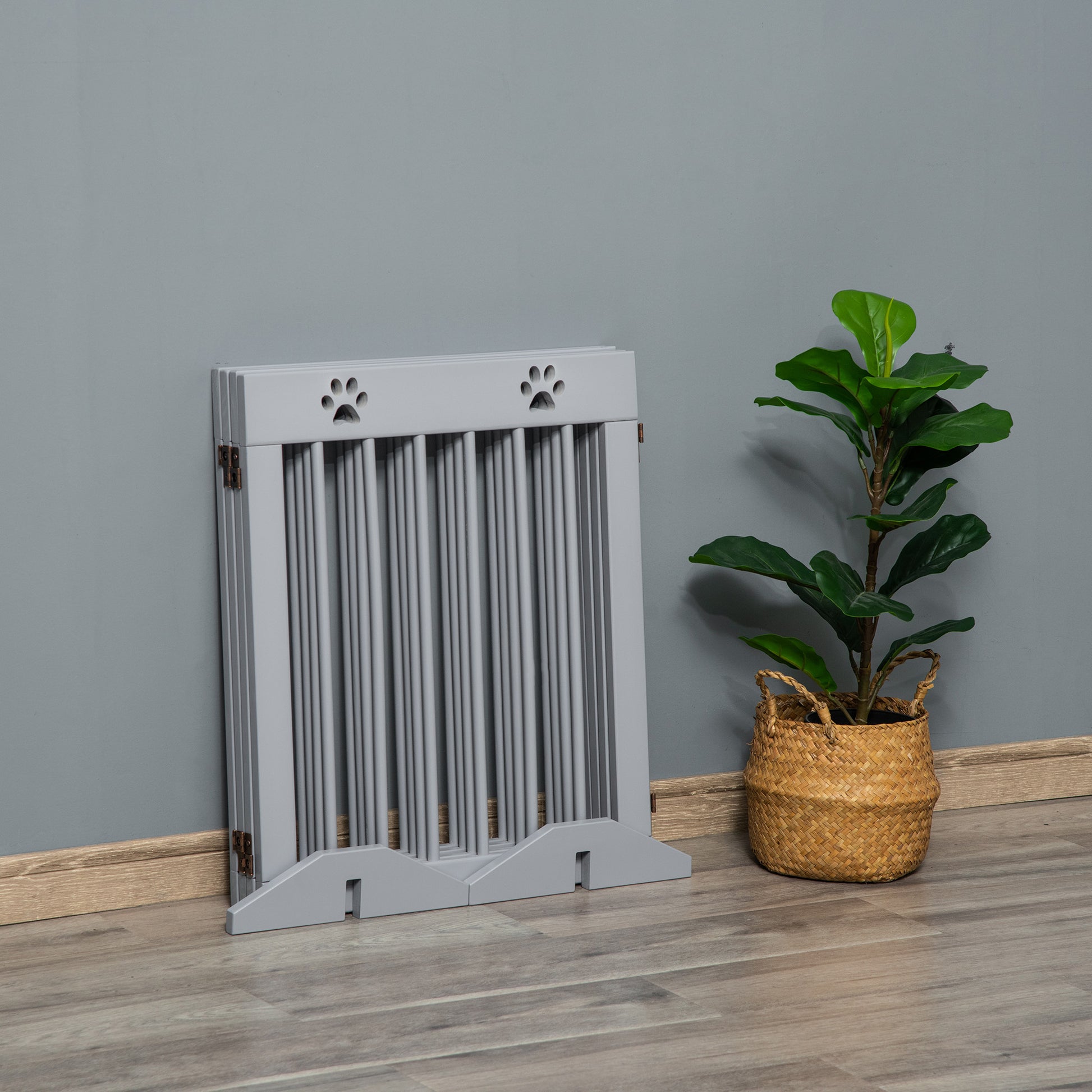 Pawhut Barrera Para Perros Plegable De 4 Paneles 204x30x61 Cm Gris Claro_4