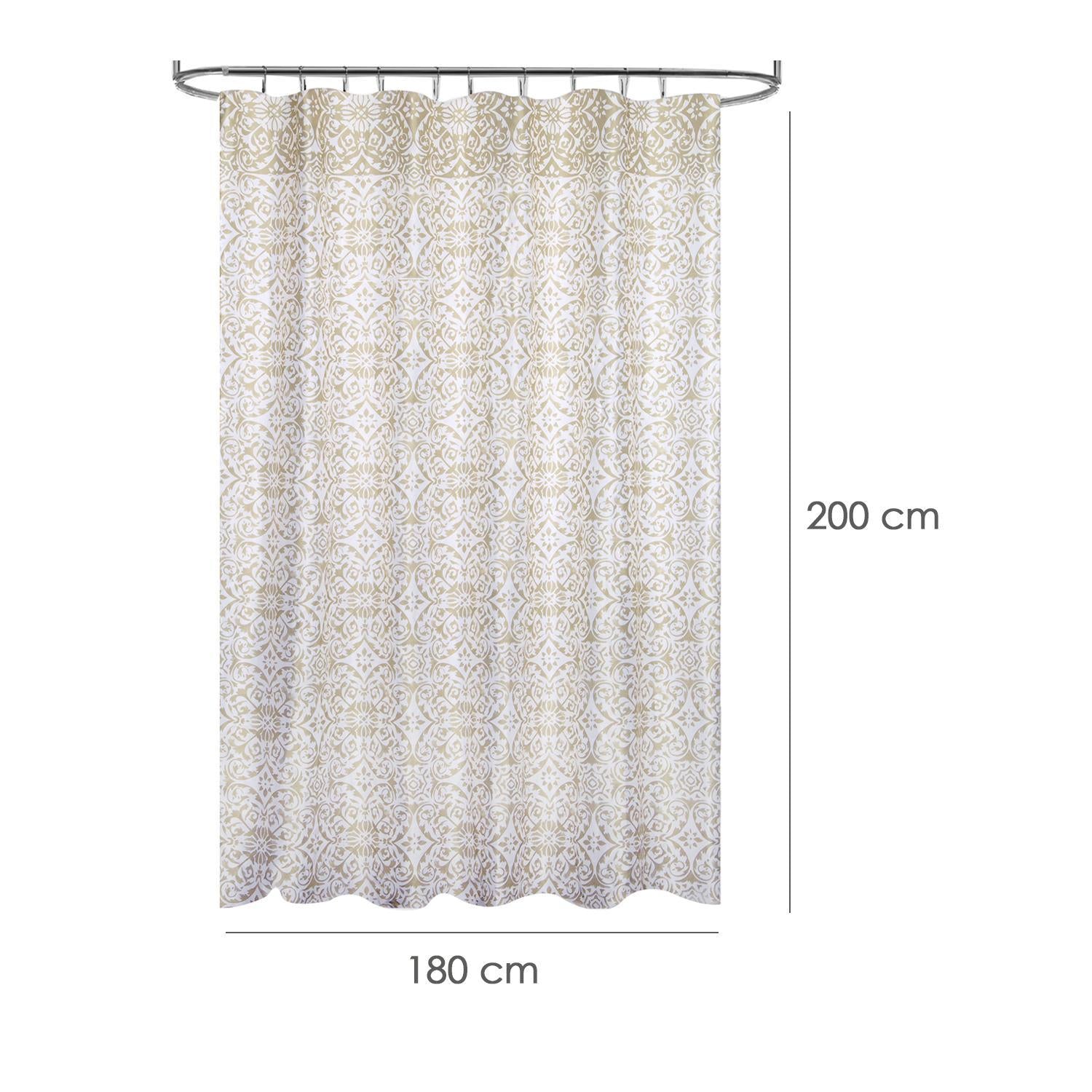 Cortina Ducha Tela Geometria Rosoni 180 X 200 Cm. Cortina Baño, Cortina Tela Impermeable Con Anillas_1