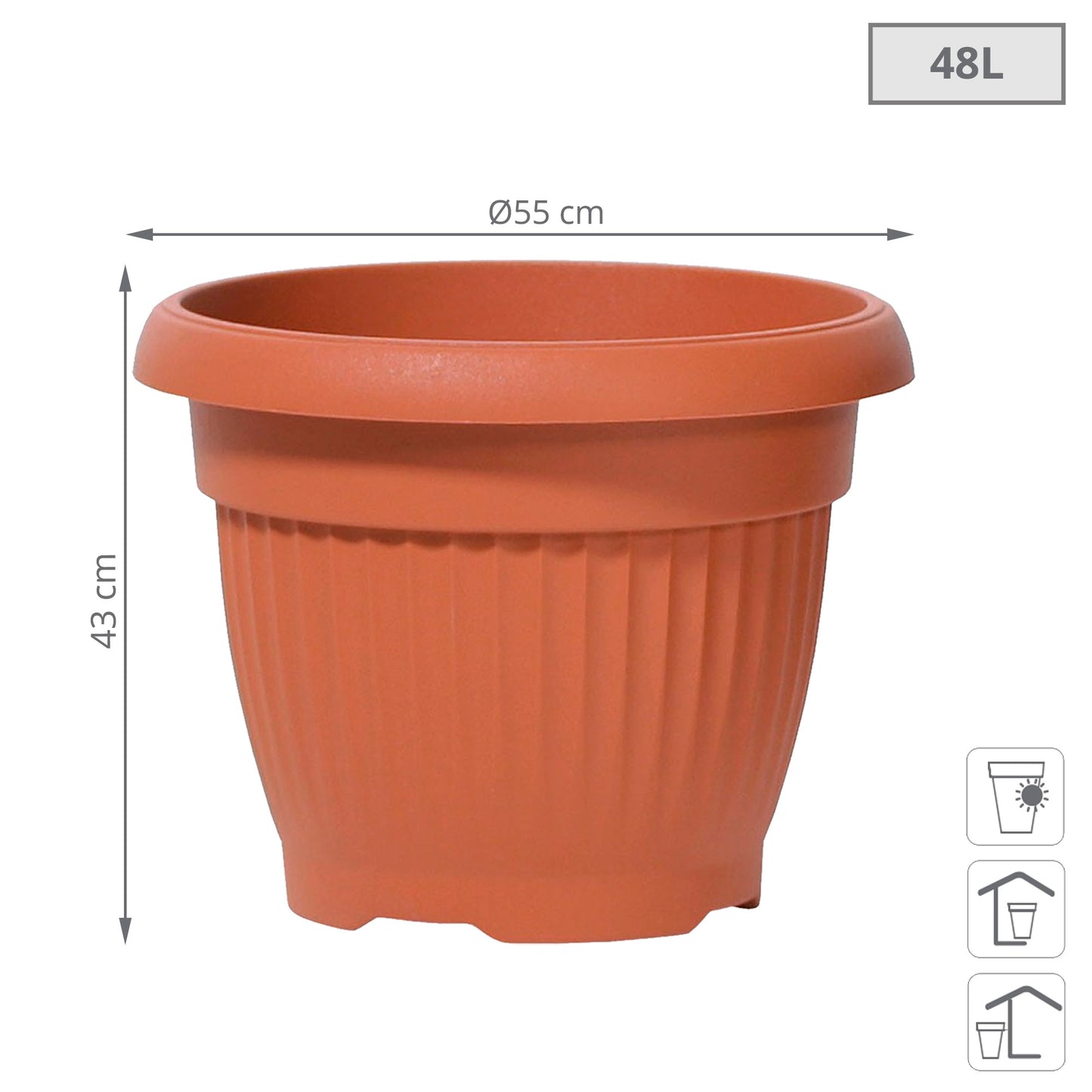 Maceta Terra 48l., Dimensiones (mm) 550x550x430, Color Terracota_2