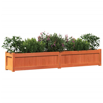 Jardinera Exterior Madera Maciza Pino Marrón Cera 180x31x31 Cm_3