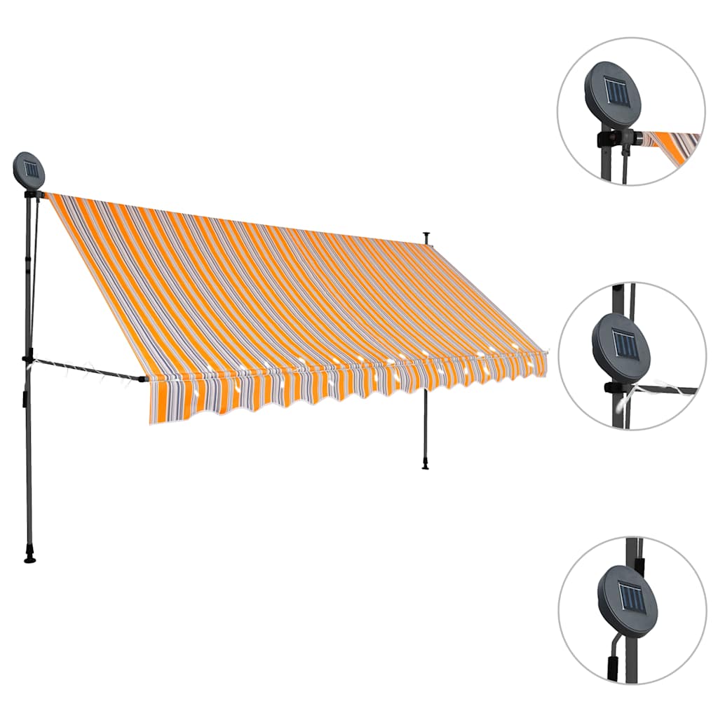Toldo Retráctil Manual Con Led Amarillo Y Azul 400 Cm_3