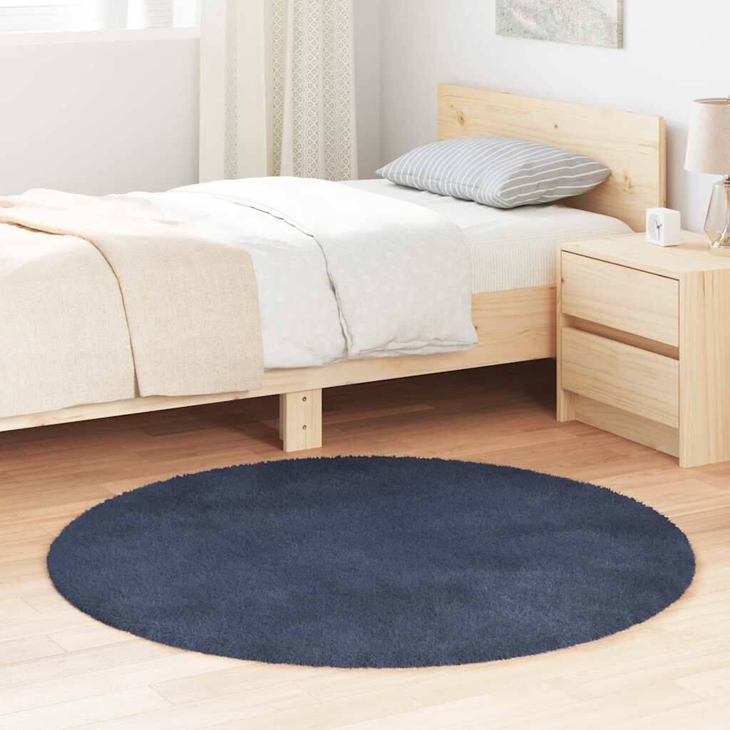Vidaxl Alfombra De Pelo Largo Navarra Azul Marino 120x120 Cm Poliéster_1