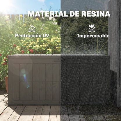Outsunny Arcón Exterior Capacidad 440l Con Tapa Bloqueable Barras De Gas Café_5