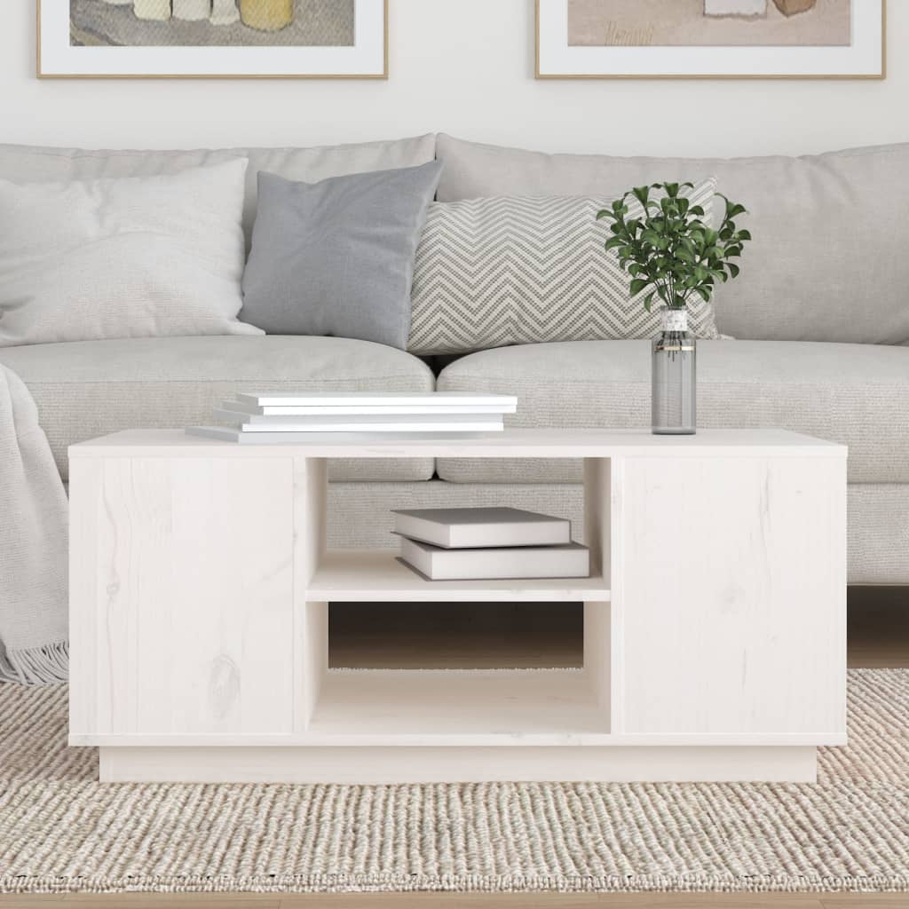 Mesa De Centro De Madera Maciza De Pino Blanco 90x49x40,5 Cm_1