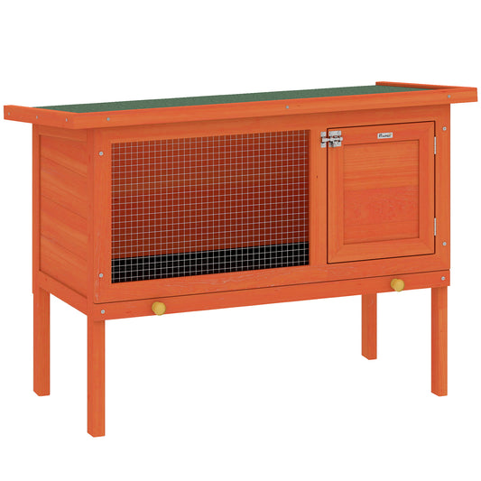Pawhut Conejera De Madera Con Techo Asfáltico Abatible Bandeja Extraíble Naranja_0