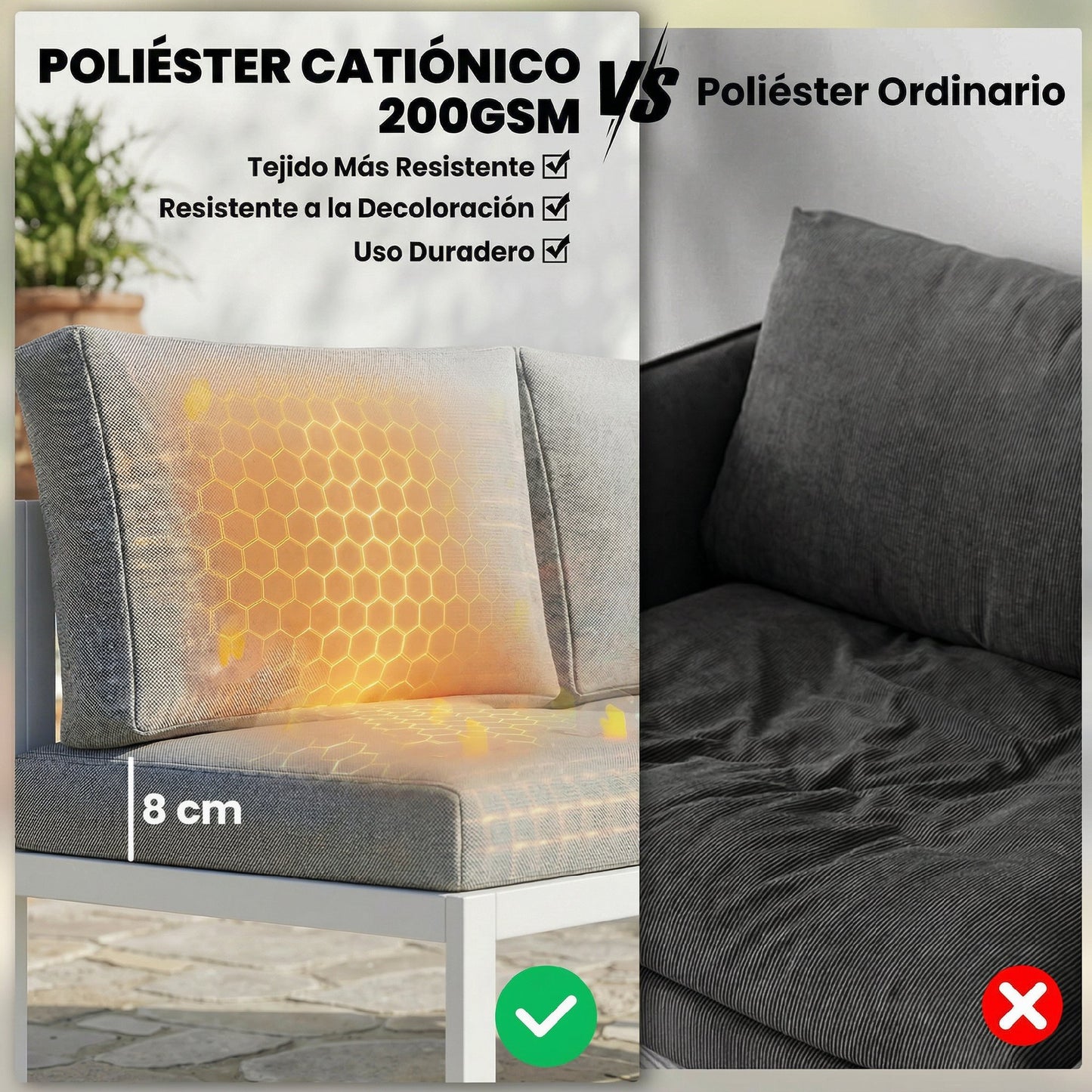Outsunny Conjunto De Jardín Exterior De 4 Piezas En Forma De L Con Cojines Gris_4