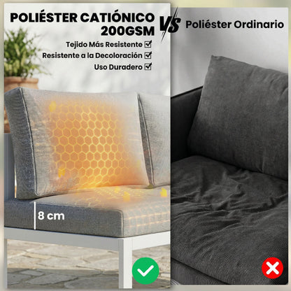 Outsunny Conjunto De Jardín Exterior De 4 Piezas En Forma De L Con Cojines Gris_4