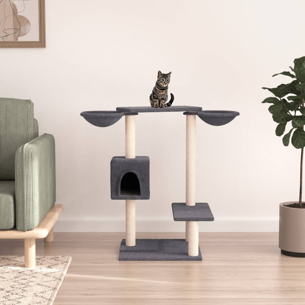Vidaxl Rascador Para Gatos Con Postes Gris Oscuro 82 Cm_1