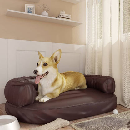Vidaxl Cama Para Perros De Espuma Cuero Sintético Marrón 88x65 Cm_1