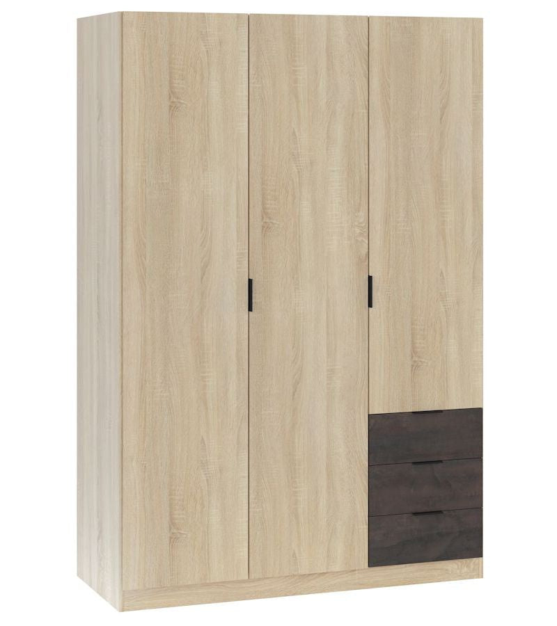 Armario 3 Puertas 3 Cajones Roble Oxido_0