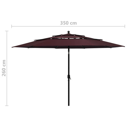 Vidaxl Sombrilla Jardín 3 Niveles Con Palo De Aluminio Burdeos 3,5 M_2