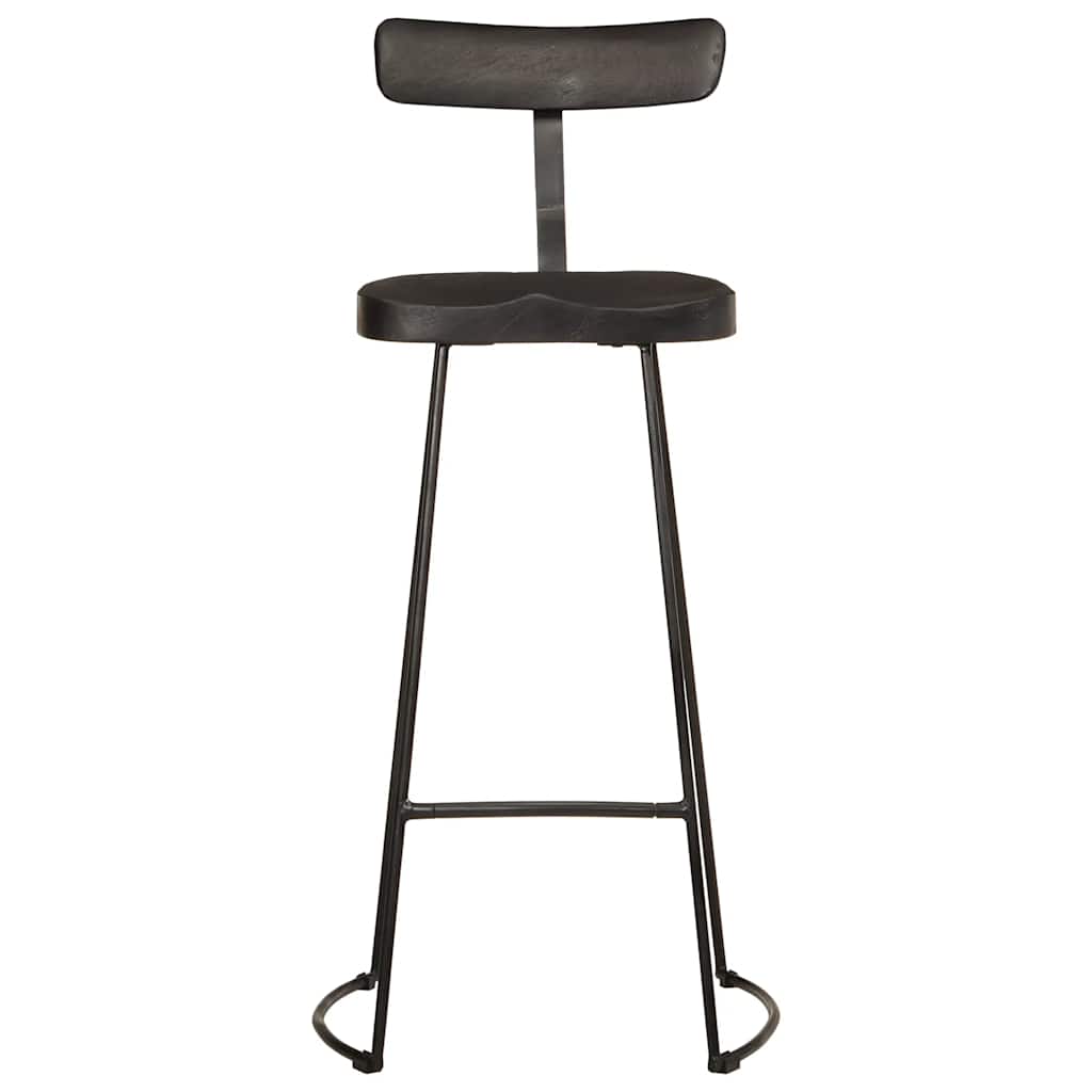 Taburetes De Barra 2 Uds Negro 49x43x103 Cm Madera Maciza Mango_0