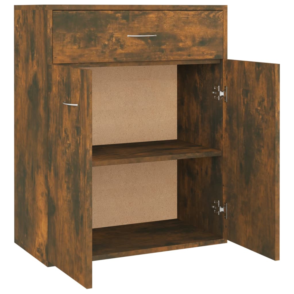 Aparador Madera Contrachapada Color Roble Ahumado 60x30x75 Cm / Vetonek_5