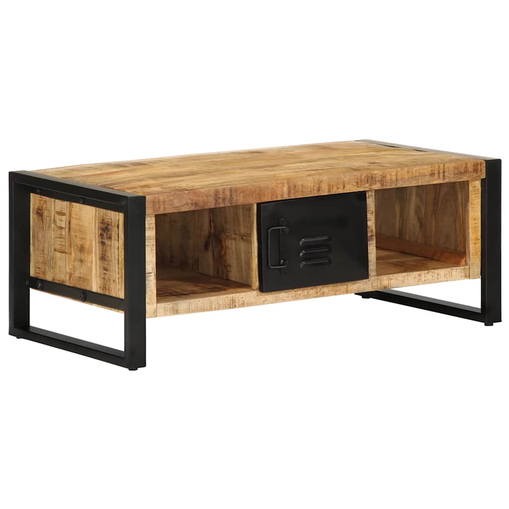 Mesa De Centro De Madera Maciza De Mango Rugosa 90x50x36 Cm_0