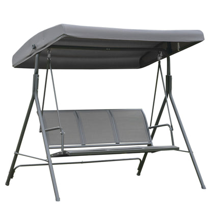Outsunny Columpio Balancín De Jardín De 3 Plazas Con Techo Ajustable 175x118x159 Cm Gris_0