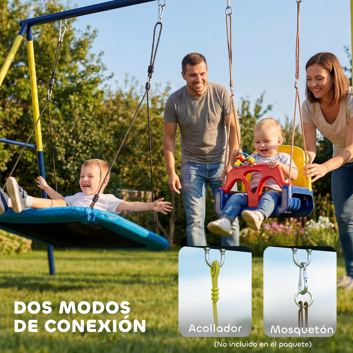 Aiyaplay Estructura De Columpio Infantil Metálica Para 2 Columpios 150 Kg Azul_5