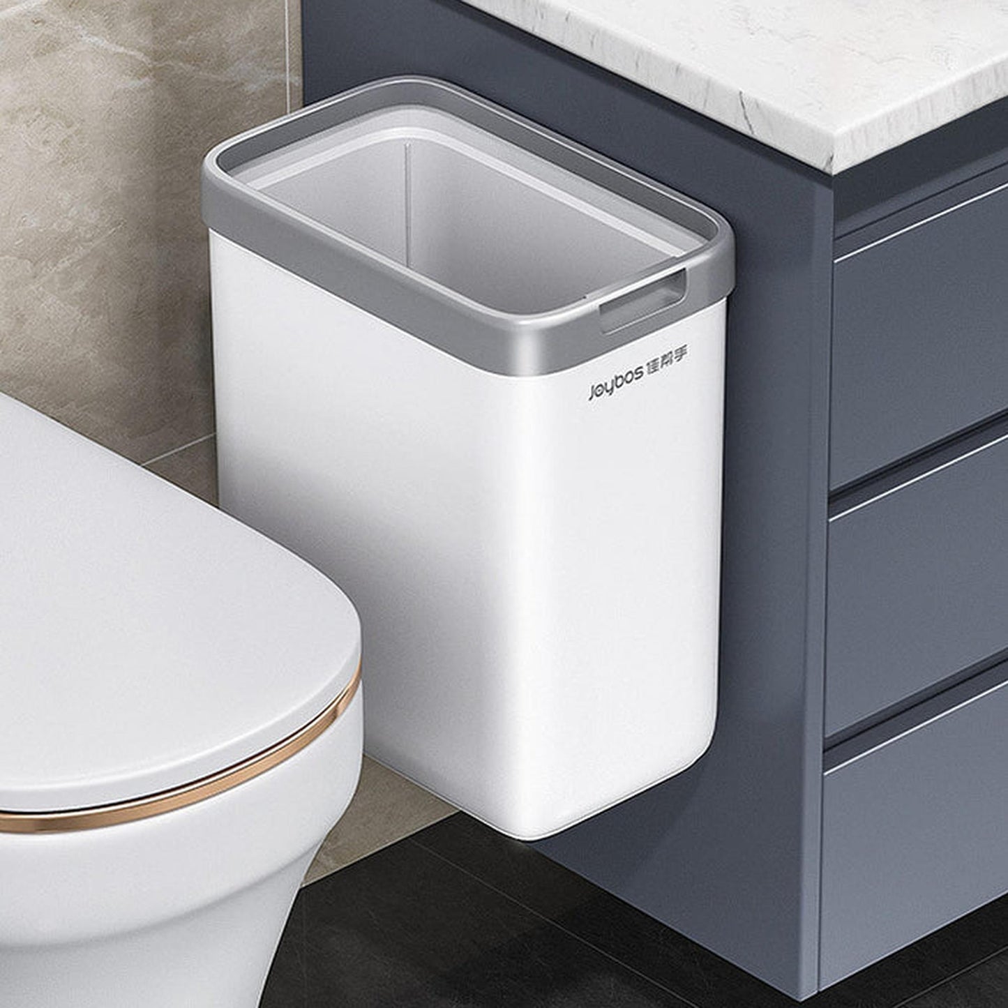 Joybos Cubo De Basura Con Soporte De Pared Abierto Blanco