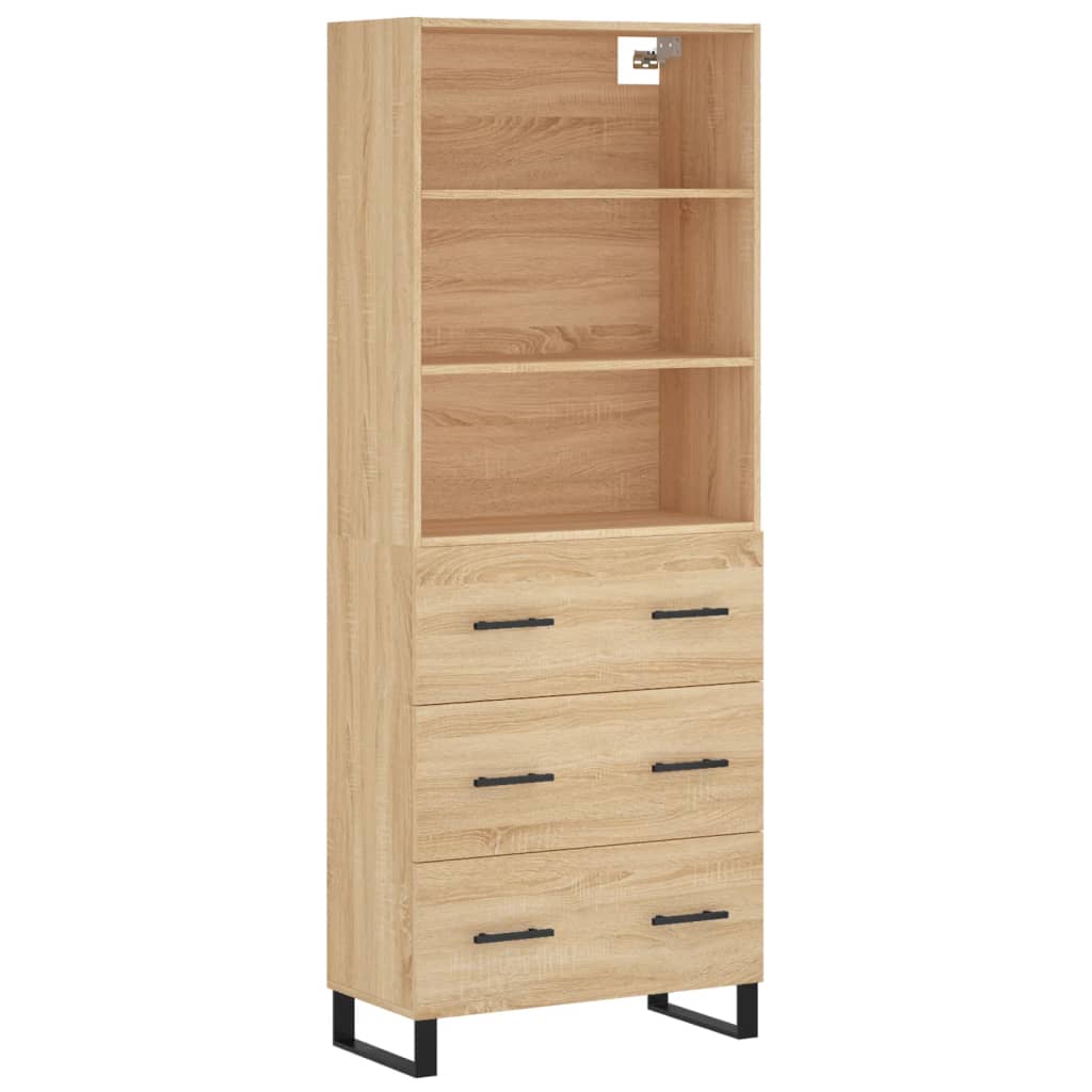 Aparador Alto Madera Contrachapada Color Roble 69,5x34x180 Cm_1