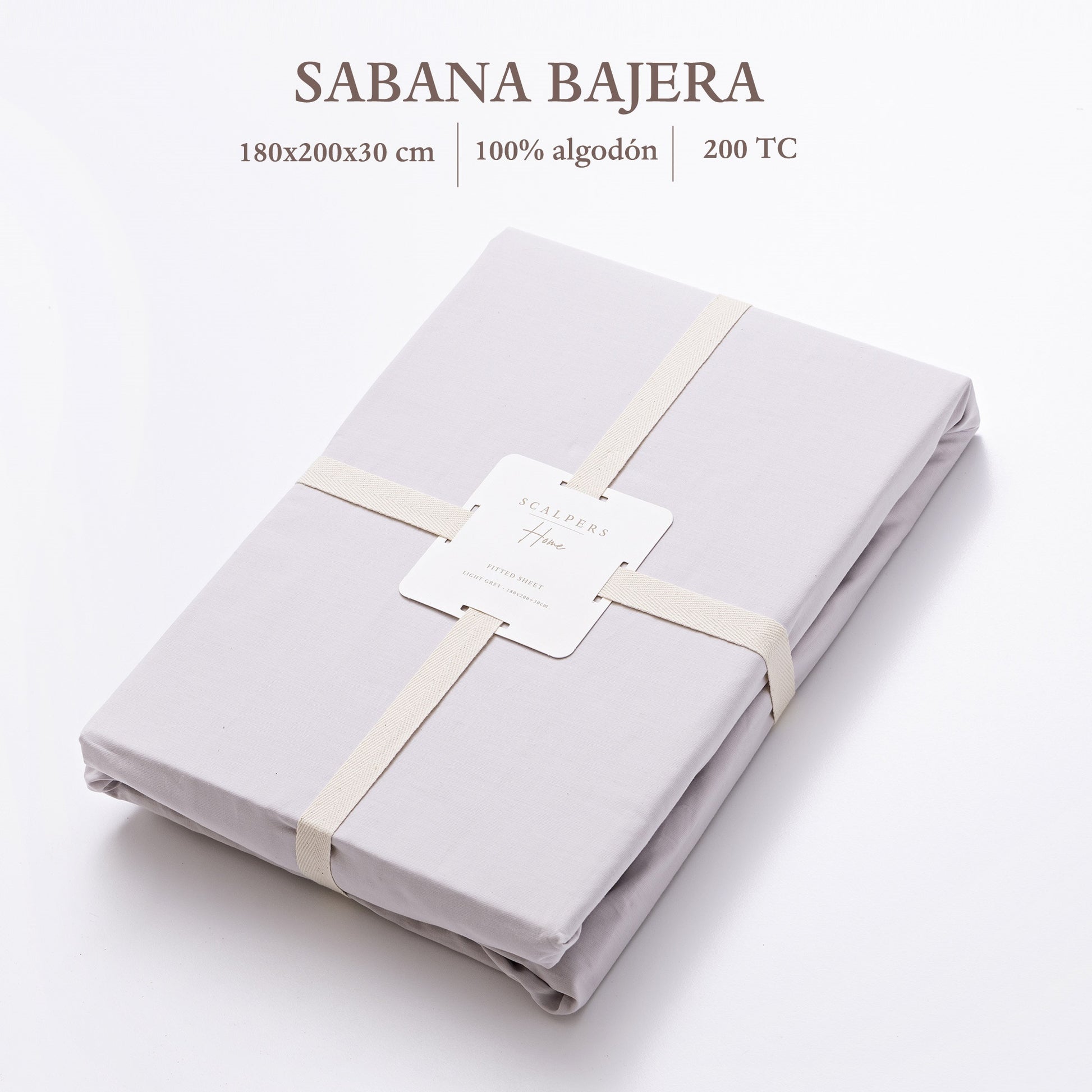 Sábana Bajera 365 180x200+30cm 100% Algodón 200tc Gris Claro Scalpers Home