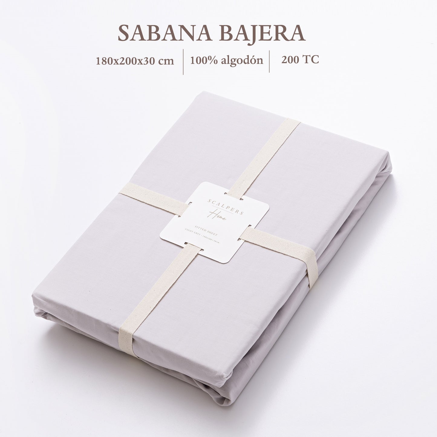 Sábana Bajera 365 180x200+30cm 100% Algodón 200tc Gris Claro Scalpers Home_1