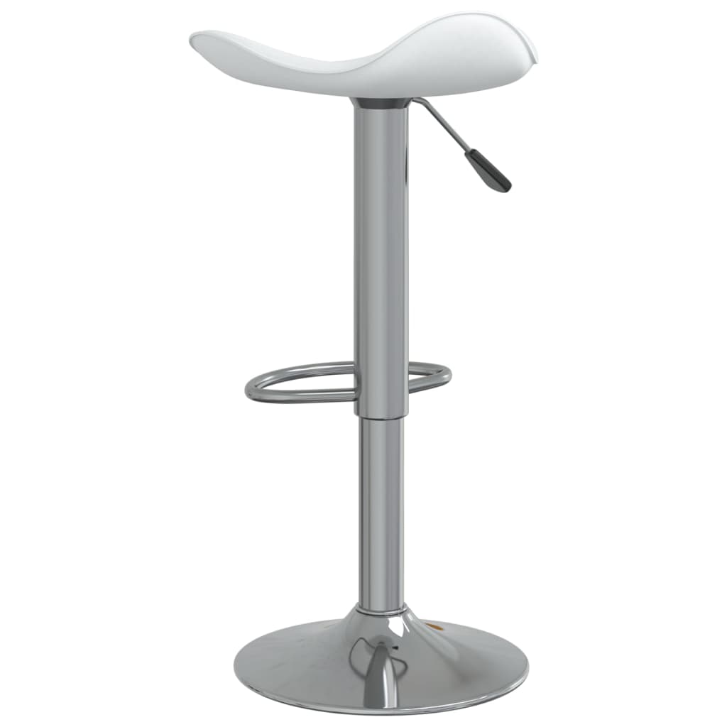 Taburete De Cocina De Acero Cromado Y Cuero Artificial Blanco_3
