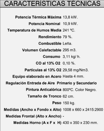 BRICOSOL Chimenea Leña Rincón con Horno FM Modelo C-300-RH_3