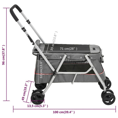 Vidaxl Cochecito Para Perros Plegable Tela Lino Gris 100x49x96 Cm_2