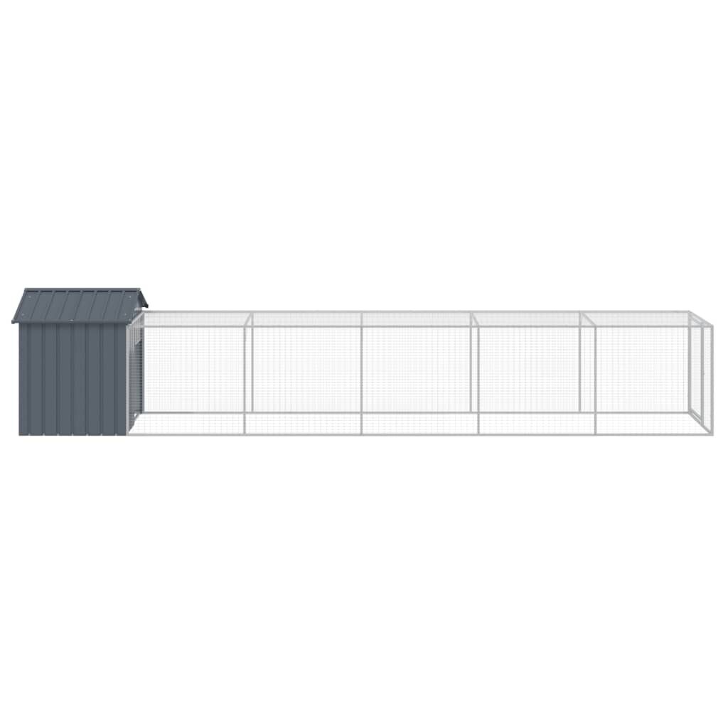 Vidaxl Gallinero Con Corral Acero Galvanizado Gris 117x609x123 Cm_3