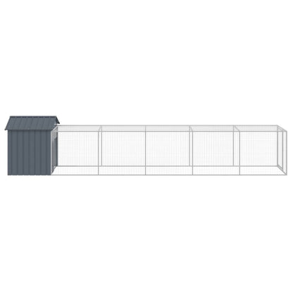 Vidaxl Gallinero Con Corral Acero Galvanizado Gris 117x609x123 Cm_3