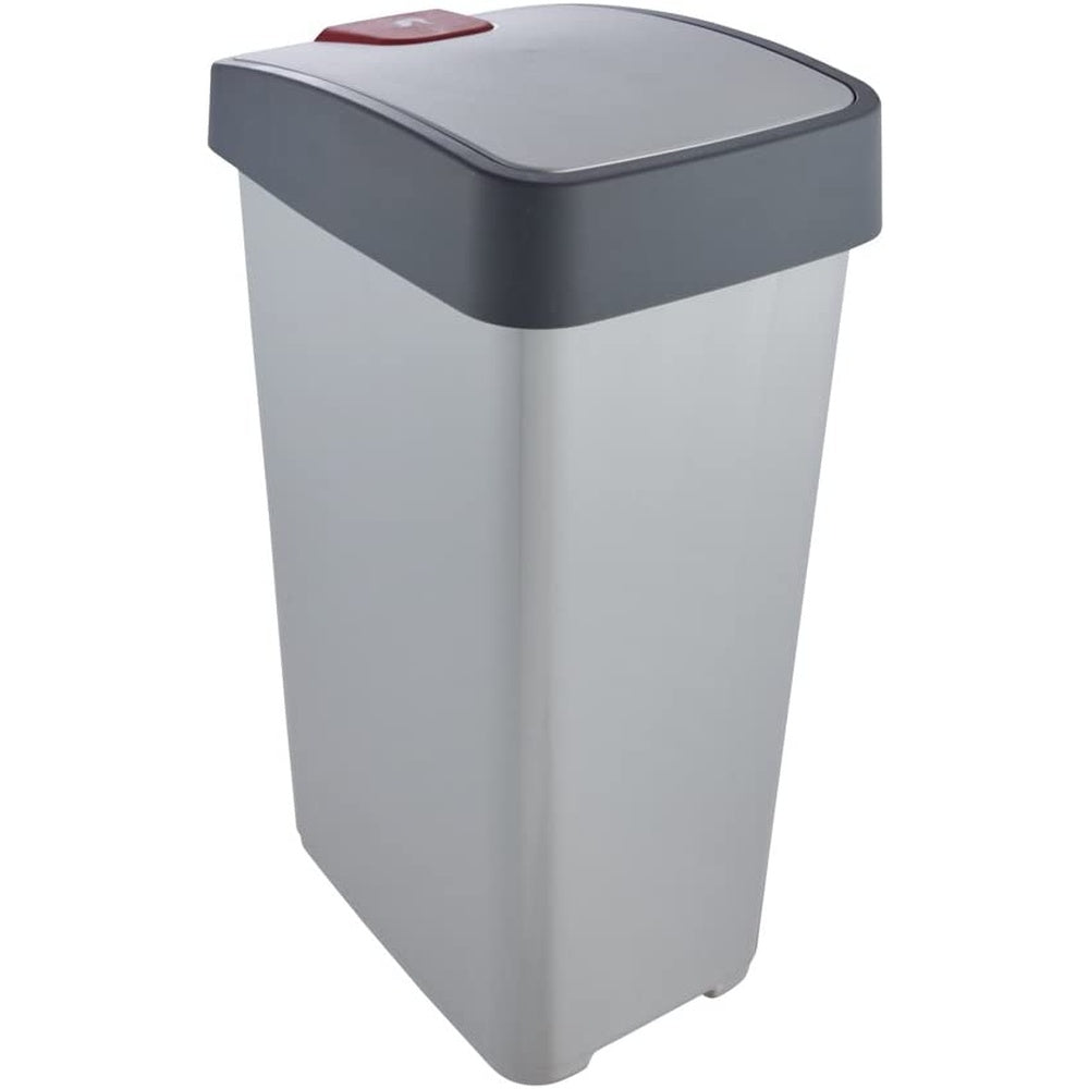Cubo De La Basura Premium Con Tapa Abatible, Tacto Suave, 45 L, Magne, Plateado