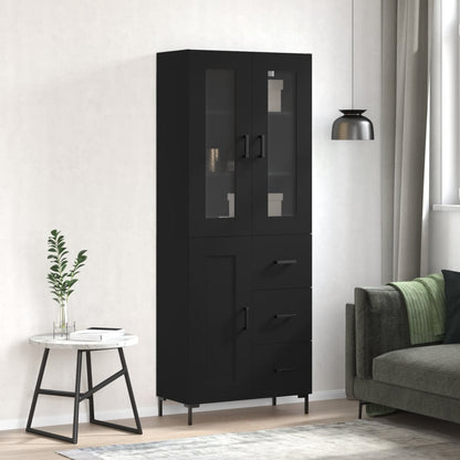 Aparador Alto Madera Contrachapada Negro 69,5x34x180 Cm_0