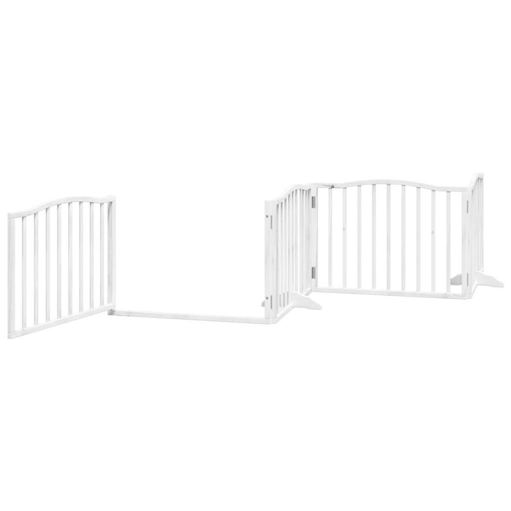 Vidaxl Puerta Para Perros Plegable 4 Paneles Madera Álamo Blanca 320cm_3