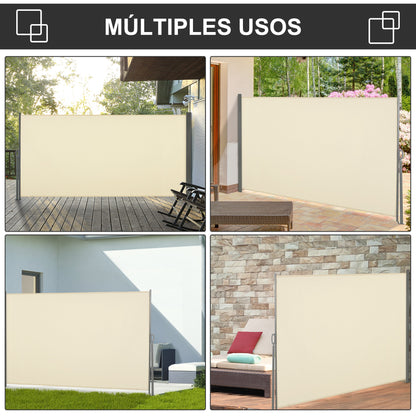 Outsunny Toldo Lateral Retráctil 300x160cm Pantalla Enrollable Para Jardín Crema_5