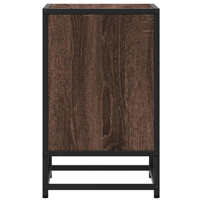 Mesita De Noche Madera Ingeniería Roble Marrón 40x31x50cm Metal_4