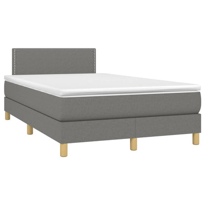 Cama Box Spring Con Colchón Y Led Tela Gris Oscuro 120x200 Cm / Vetonek_1
