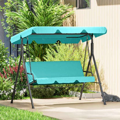Outsunny Columpio De Jardín 3 Plazas Techo Ajustable 172x110x153cm Verde Azulado_3