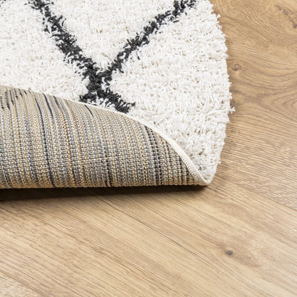 Vidaxl Alfombra De Pelo Largo Moderna Pamplona Crema Y Negro Ø 80 Cm_4