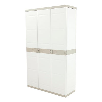 Armario de 3 Puertas con escobero 105 cm Titanium Plastiken Beige (Reacondicionado)