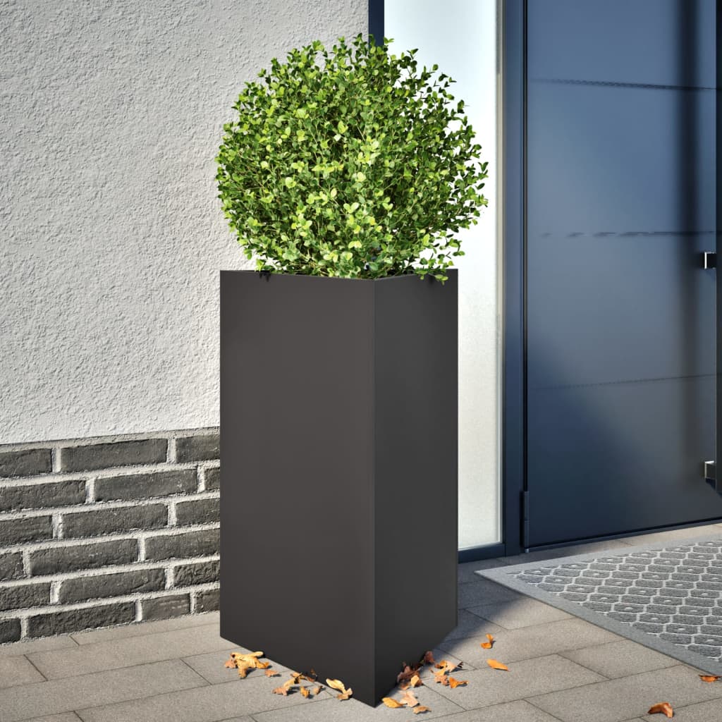 Jardineras Triangulares 2 Uds Acero Negro 50x43x75 Cm_1