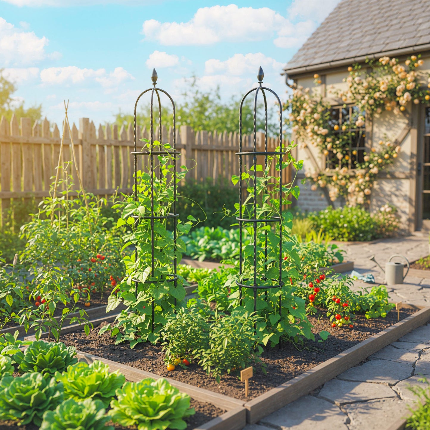 Outsunny Juego De 2 Obeliscos De Jardín De Acero 1,74 M Para Plantas Trepadoras_3